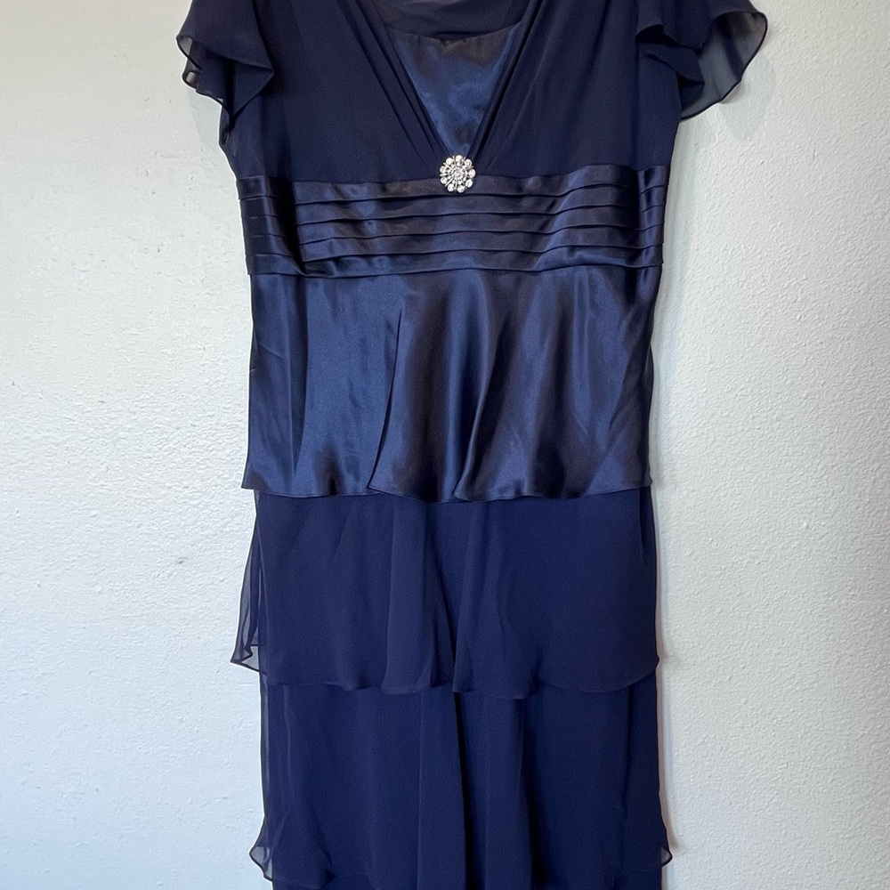 Patra Blue Ruffled Tiered Sheath Dress